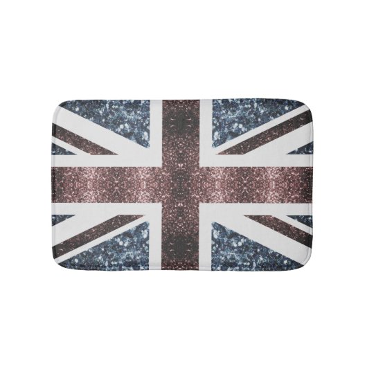 英国素朴国旗の赤い青い輝きのグリッター バスマット (正面)