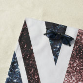 英国素朴国旗の赤い青い輝きのグリッター ビーチタオル (インサイチュ)