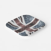 英国素朴国旗の赤い青い輝きのグリッター ペーパープレート (傾斜あり)