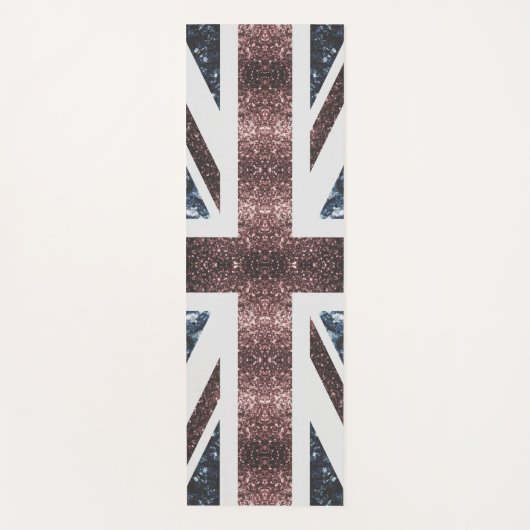 英国素朴国旗の赤い青い輝きのグリッター ヨガマット (正面)