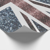 英国素朴国旗の赤い青い輝きのグリッター ラッピングペーパー (角)