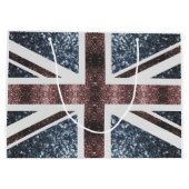 英国素朴国旗の赤い青い輝きのグリッター ラージペーパーバッグ (裏面)