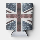 英国素朴国旗の赤い青い輝きのグリッター 缶クーラー (正面)