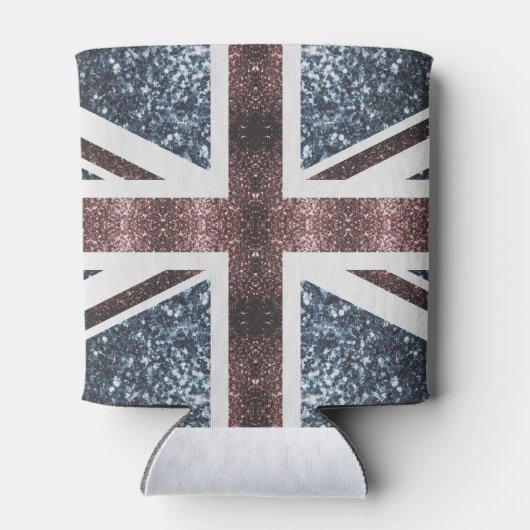 英国素朴国旗の赤い青い輝きのグリッター 缶クーラー (裏面)