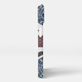 英国素朴国旗の赤い青い輝きのグリッター iPhoneケース (右側面)