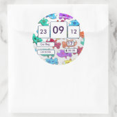 英国自動車税注意喚起シール漫画魚 ラウンドシール (バッグ)