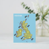 英国諸島のレトロTV天気図 ポストカード (スタンド正面)