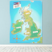 英国諸島の地図 (ヴィンテージ版) キャンバスプリント (インサイチュ (ウッドフロア))