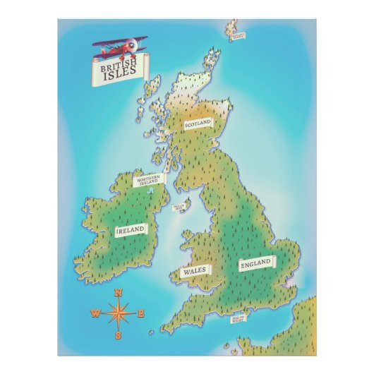 英国諸島の地図 (ヴィンテージ版) フォトプリント            (正面)