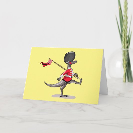 英国警備員の服を着たラプター。 カード (正面)