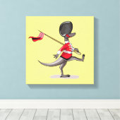 英国警備員の服を着たラプター。 キャンバスプリント (インサイチュ (ウッドフロア))