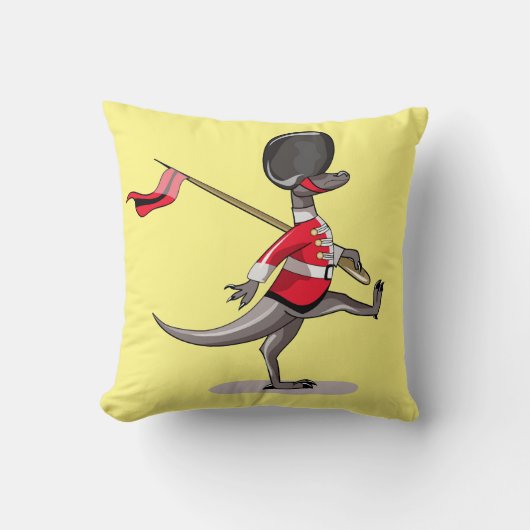 英国警備員の服を着たラプター。 クッション (正面)