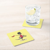 英国警備員の服を着たラプター。 スクエアペーパーコースター (インサイチュ)