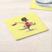 英国警備員の服を着たラプター。 スクエアペーパーコースター (アングル)