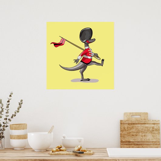 英国警備員の服を着たラプター。 ポスター (キッチン)