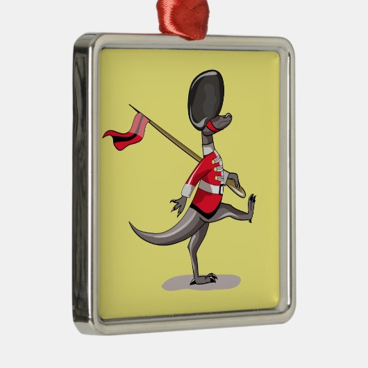 英国警備員の服を着たラプター。 メタルオーナメント (右)