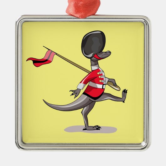 英国警備員の服を着たラプター。 メタルオーナメント (正面)