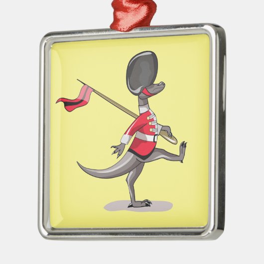 英国警備員の服を着たラプター。 メタルオーナメント (左)