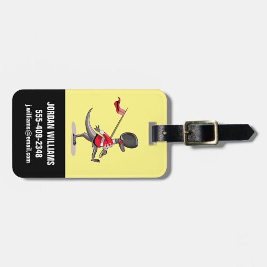 英国警備員の服を着たラプター。 ラゲッジタグ (正面横)