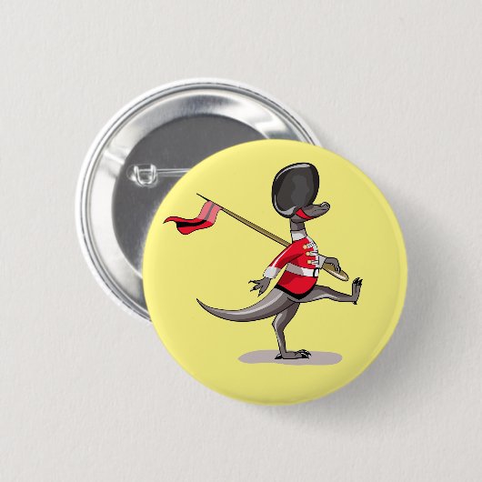 英国警備員の服を着たラプター。 缶バッジ (正面&裏面)