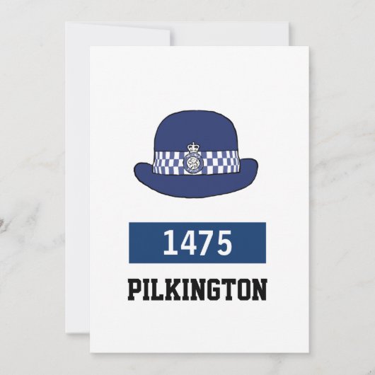 英国警察の女性WPC帽子 – 番号と名前の追加 シーズンカード (正面)