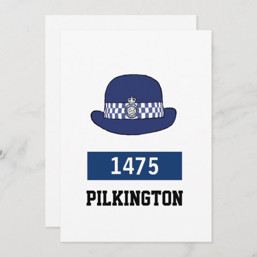 英国警察の女性WPC帽子 – 番号と名前の追加 シーズンカード (正面/裏面)