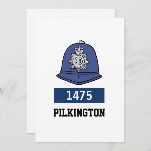 英国警察の巡査ヘルメット – 番号と名前の追加 シーズンカード (正面/裏面)