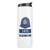 英国警察の巡査ヘルメット – 番号と名前の追加 タンブラー (回転左)