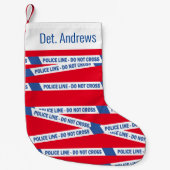 英国警察の青が犯罪シーンのテープを横断しない スモールクリスマスストッキング (正面)