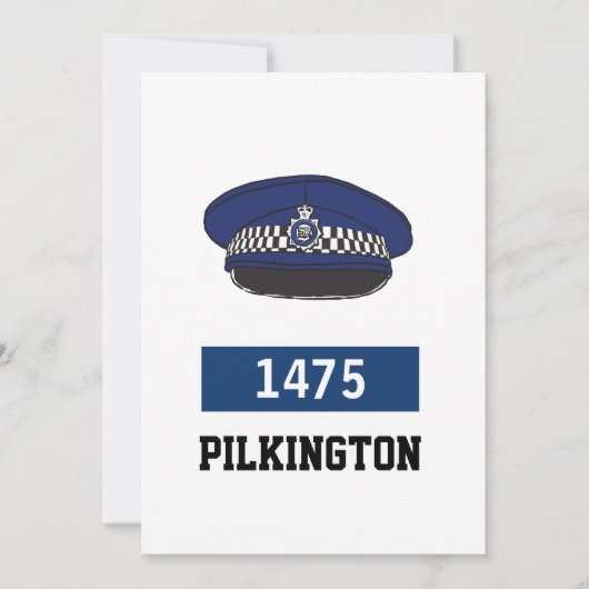 英国警察フラットキャップ – 番号と名前の追加 シーズンカード (正面)