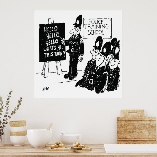 英国警察訓練学校おもしろい漫画ポスター ポスター (キッチン)