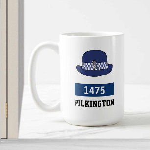 英国警察WPC帽子 – 番号と名前の追加 コーヒーマグカップ