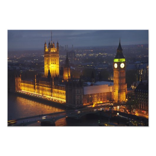 英国議会議事堂、ビッグ・ベン、ウェストミンスター フォトプリント (正面)