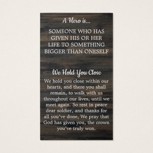 英国軍隊メモリアル落ちたソルジャー祈りの言葉 (裏面)