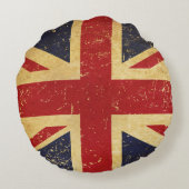 英国連合ジャック国旗のグランジヴィンテージ ラウンドクッション (裏面)