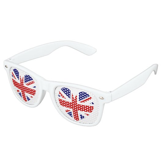 英国連合ジャック国旗のハート記号パーティーの影 レトロサングラス (アングル)