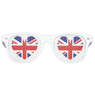 英国連合ジャック国旗のハート記号パーティーの影 レトロサングラス