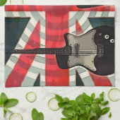 英国連合ジャック国旗のロック転がエレクティギター キッチンタオル (折り畳み)