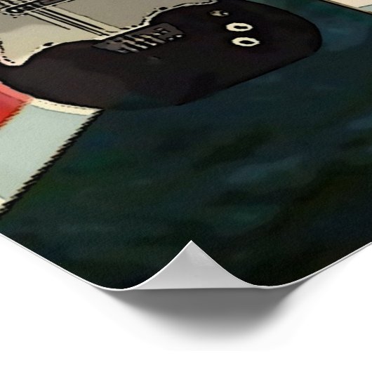 英国連合ジャック国旗のロック転がエレクティギター ポスター (角)