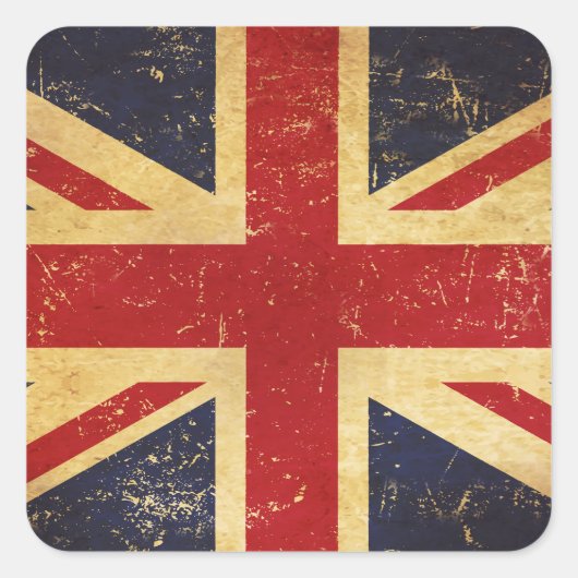 英国連合ジャック国旗のヴィンテージ スクエアシール (正面)