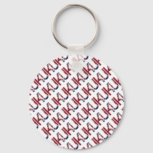 英国連合ジャック英国国旗のタイポグラフィ エレガント キーホルダー (正面)