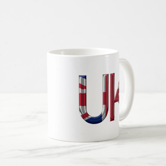 英国連合ジャック英国国旗のタイポグラフィ エレガント コーヒーマグカップ (正面右)