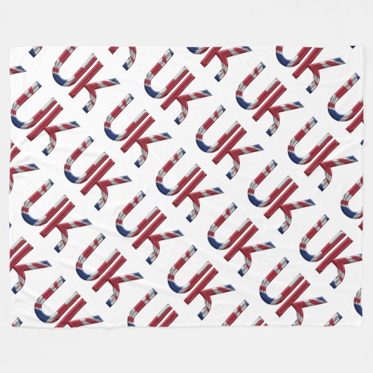 英国連合ジャック英国国旗のタイポグラフィ エレガント フリースブランケット (正面(横))