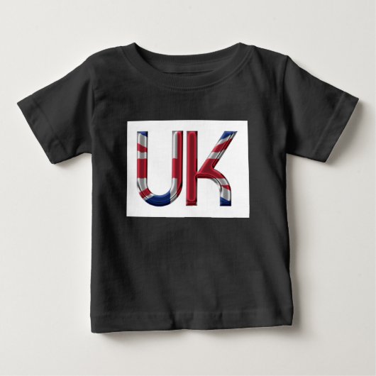 英国連合ジャック英国国旗のタイポグラフィ エレガント ベビーTシャツ (正面)