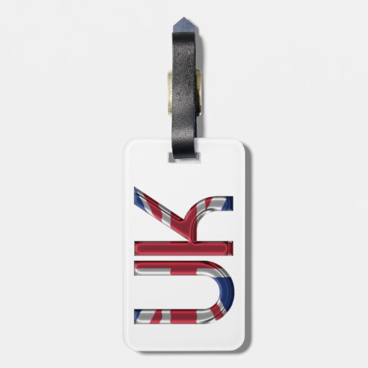 英国連合ジャック英国国旗のタイポグラフィ エレガント ラゲッジタグ (裏面縦)