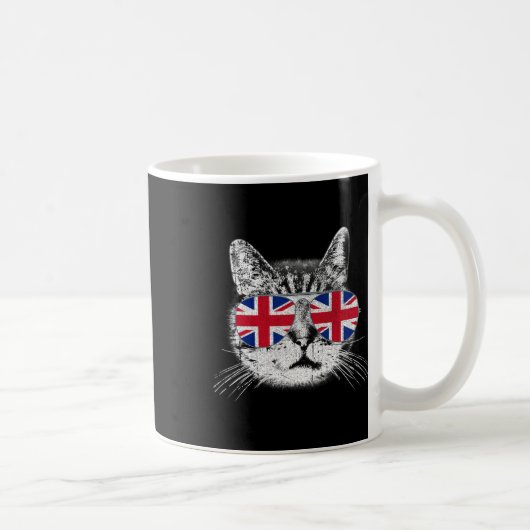 英国連合ジャック英国国旗England Cat Sungles Gif コーヒーマグカップ (右)