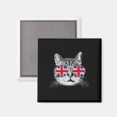 英国連合ジャック英国国旗England Cat Sungles Gif マグネット (正面/裏面)