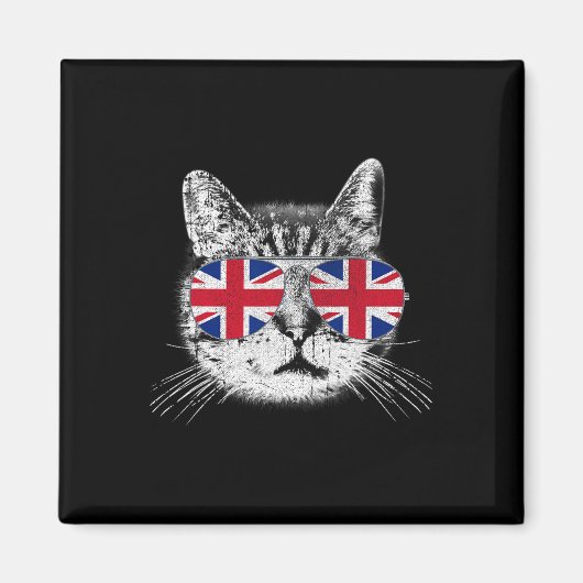 英国連合ジャック英国国旗England Cat Sungles Gif マグネット (正面)