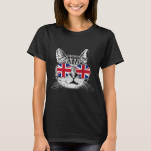 英国連合ジャック英国国旗England Cat Sungles Gif Tシャツ