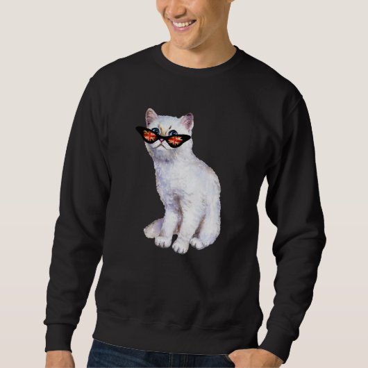 英国連合ジャック英国国旗England Silver Cat Sung スウェットシャツ (正面)
